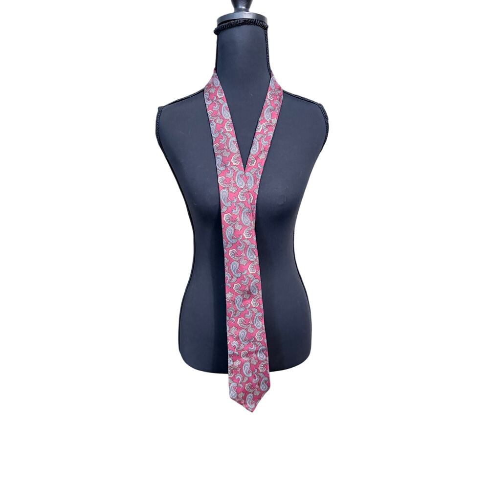 Christian Dior red paisley neck tie 100% silk quiet luxury USA made gentlemen